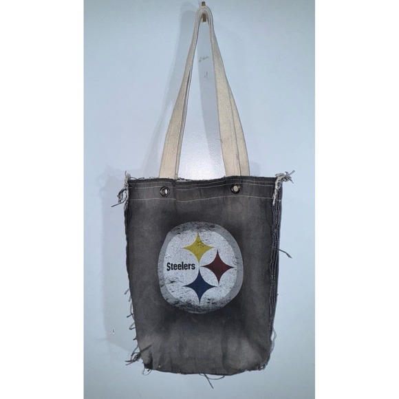 Profanity by LittlEarth Pittsburgh Steelers black distressed tote shoulder bag - Picture 1 of 5